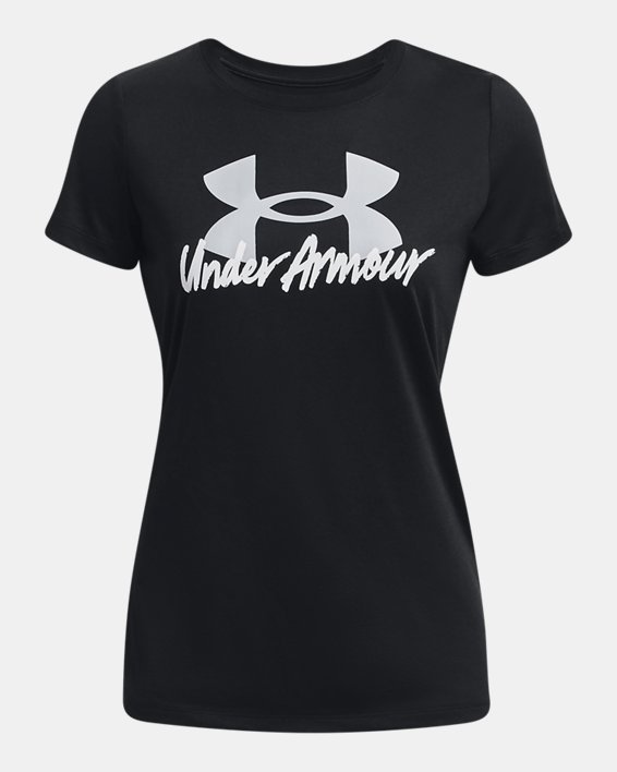 Women's UA Tech™ Graphic Short Sleeve in Black image number 4